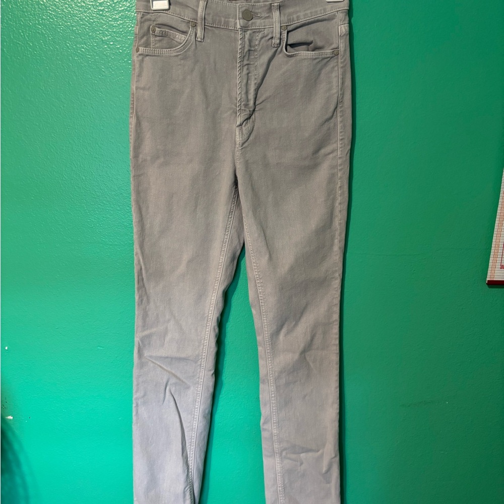 MOTHER The Dazzler Ankle in Chalk It Up color Women's Gray Skinny Jeans